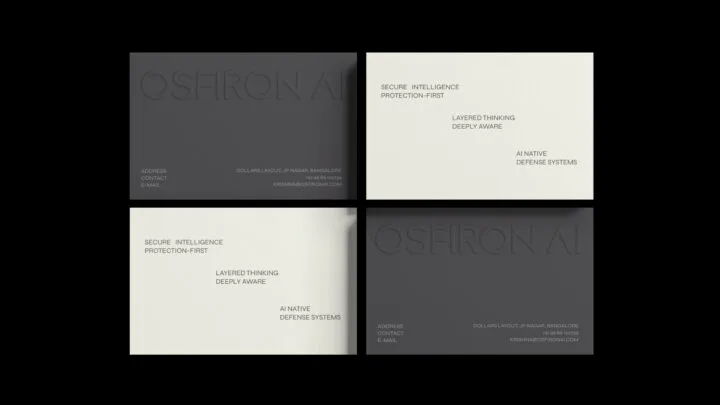 Osfiron AI visual identity on stationery